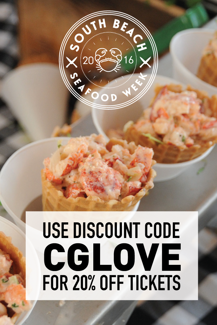 The South Beach Seafood Festival always take place on Miami beach in October. Use promo code CGLOVE for 20% off your ticket price. This is the crab waffle cone from Joes Stone Crabs.