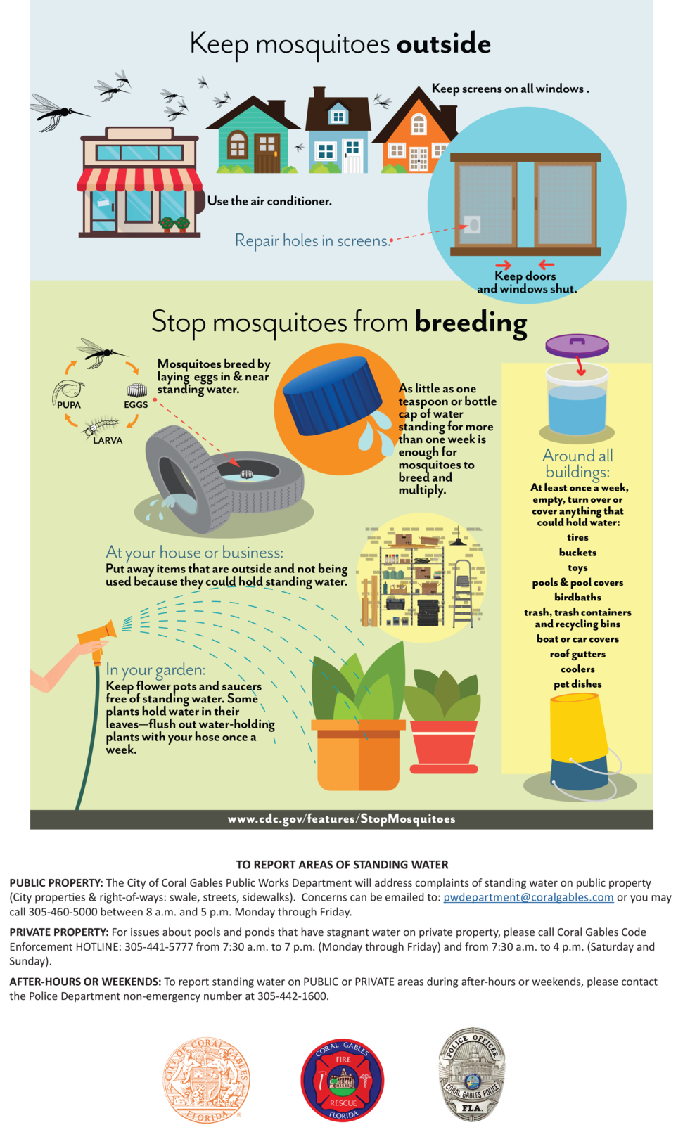 Coral Gables Zika Virus Advisory & Mosquito Bite Protection Flyer
