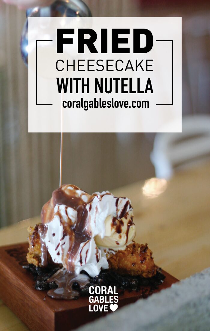 Sushi Kong fried cheesecake with ice cream and nutella. Miami restaurant near Goral Gables, Florida.