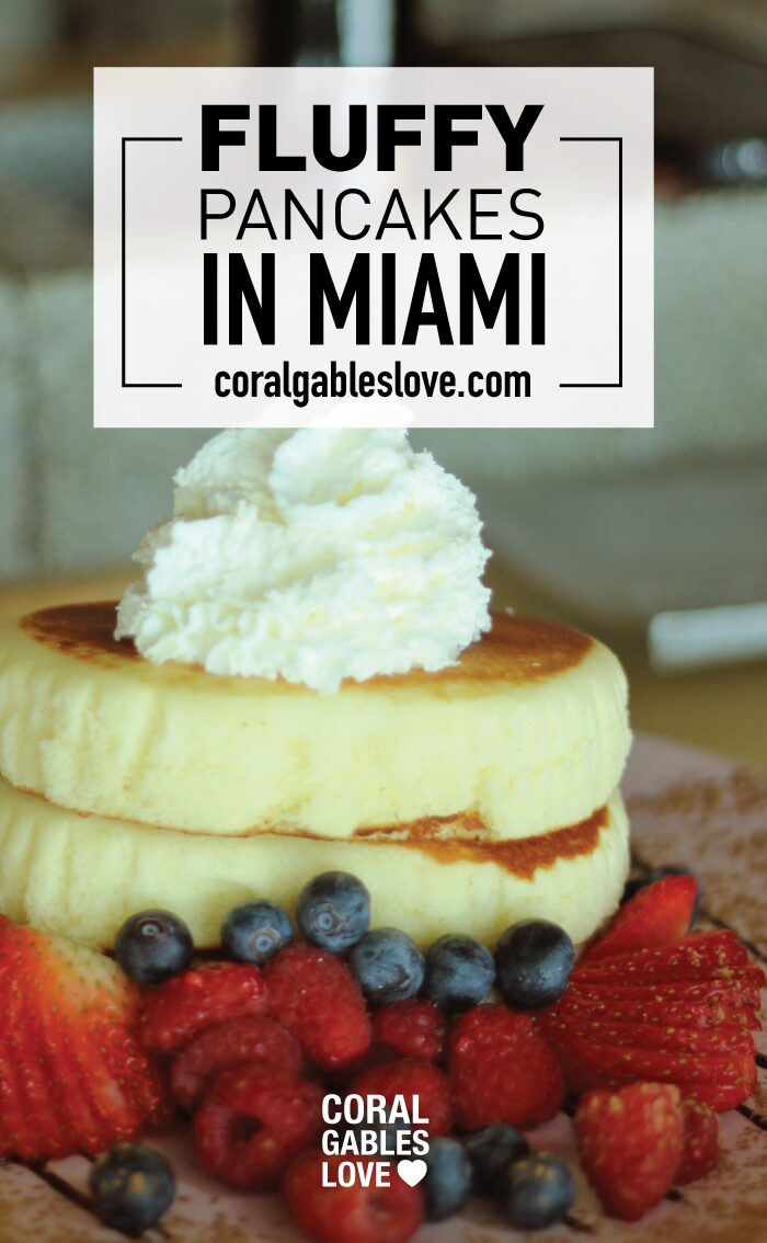 For the FLUFFIEST Pancakes in Miami visit SushiKONG. They are served with maple syrup and berries. SO FLUFFY