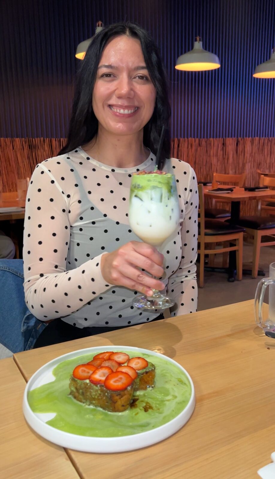Best Brunch in Coral Gables: Matcha Creme Brulee French toast & matcha latte